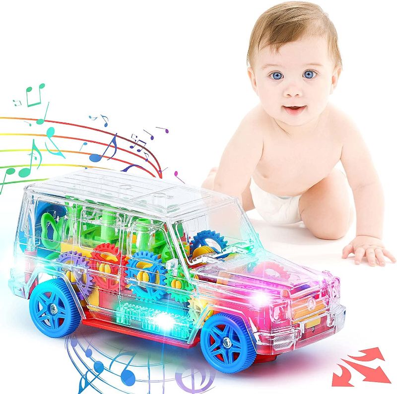 Photo 1 of BREIS Baby Toys for 12-18 Months, Early Education Toy Electric Universal Transparent Gear Car with Colorful Lights and Music, Great Birthday Toys for Boys Girls Toddlers Age 1 2 3

