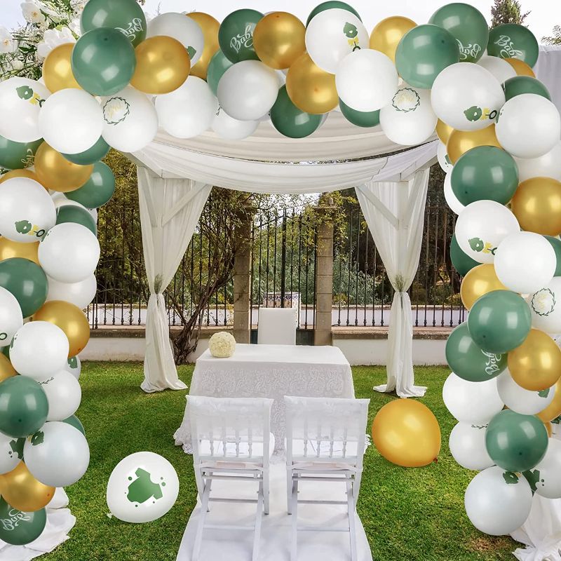 Photo 1 of 100 Pieces Sage Green Balloons Greenery Balloons Metallic Gold Balloons Baby Shower Decorations Greenery 1st Birthday Latex Balloon Arch Kit Botanical Neutral Baby Shower
