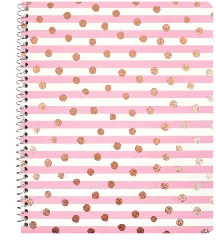 Photo 1 of College Ruled 1 Subject Spiral Notebook Confetti Pink Stripes/Dots - greenroom
(6 count)