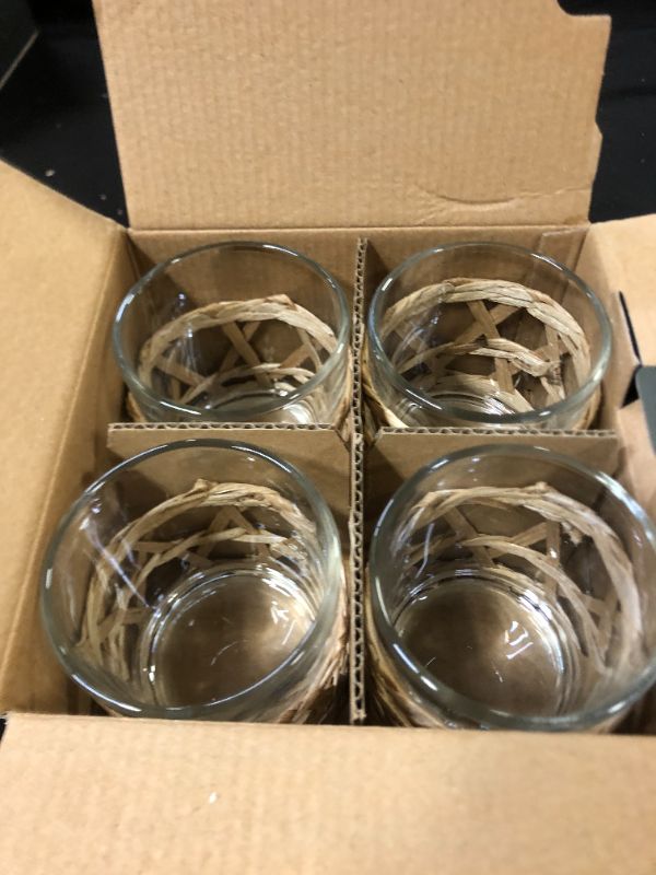 Photo 2 of 9oz 4pk Glass Natural Wrapped Tumblers - Threshold™

