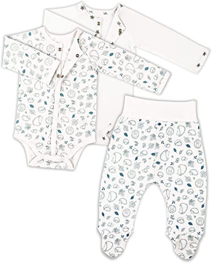 Photo 1 of Bernisa Baby Girls' 3-Piece Cotton Newborn to 6 Months Pant 2 Front Snap Long Sleeve Bodysuits