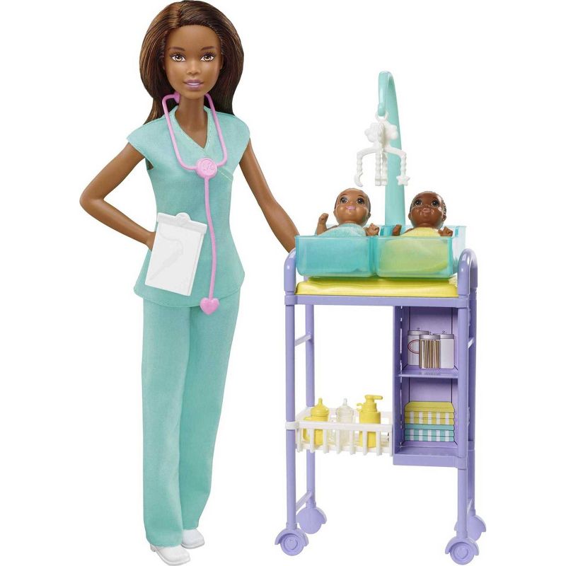 Photo 1 of Barbie You Can Be Anything Baby Doctor Brunette Doll and Playset - BOX IS DAMAGED -
