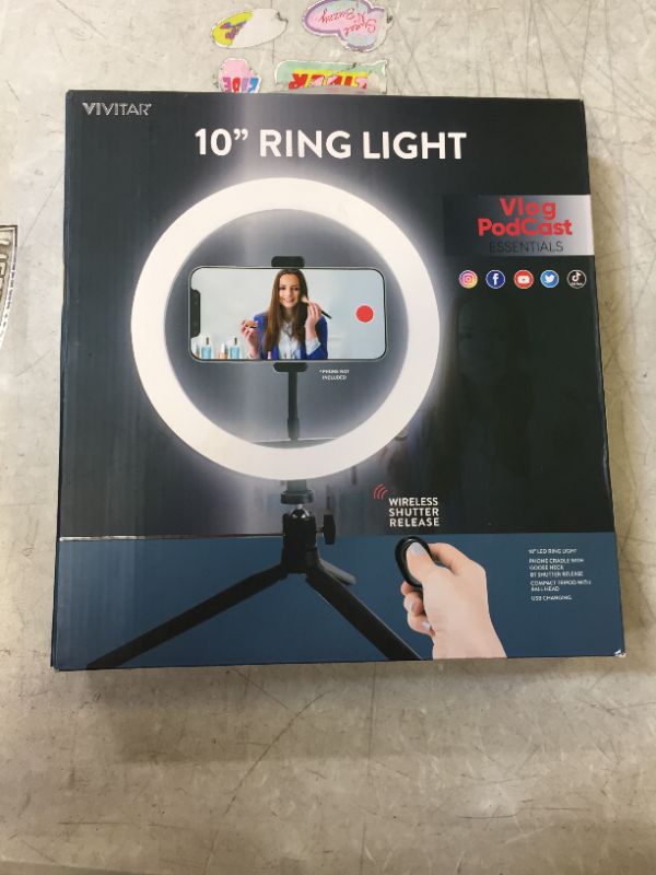 Photo 3 of Vivitar LED Ring Light 10", Selfie Light with Adjustable Tripod Stand, USB Powered
