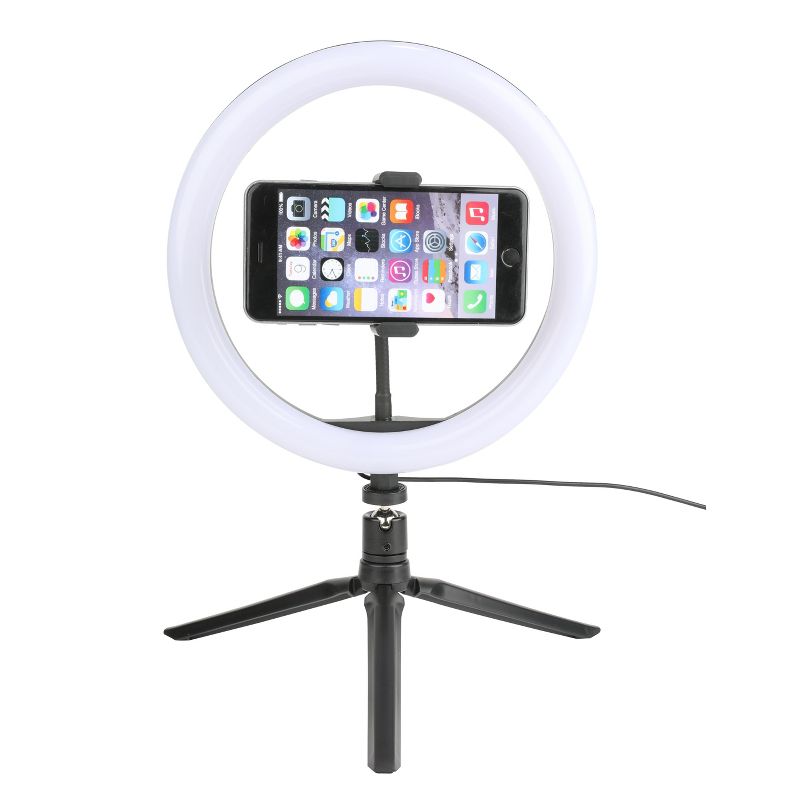 Photo 1 of Vivitar LED Ring Light 10", Selfie Light with Adjustable Tripod Stand, USB Powered
