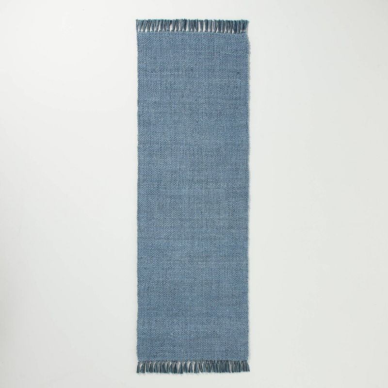 Photo 1 of 2'4 X 7' Solid Jute Runner Rug Faded Blue - Hearth & Hand with Magnolia
