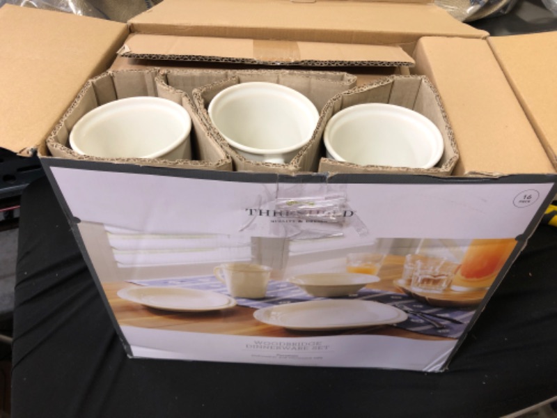 Photo 2 of 16pc Porcelain Woodbridge Dinnerware Set White - Threshold™
