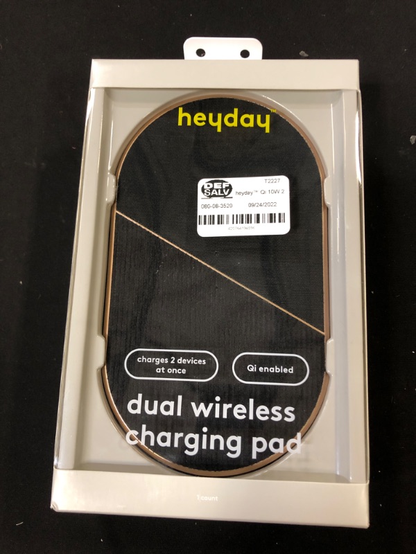 Photo 2 of Heyday Qi 10W 2 Pad Wireless Charger - Black/Gold
