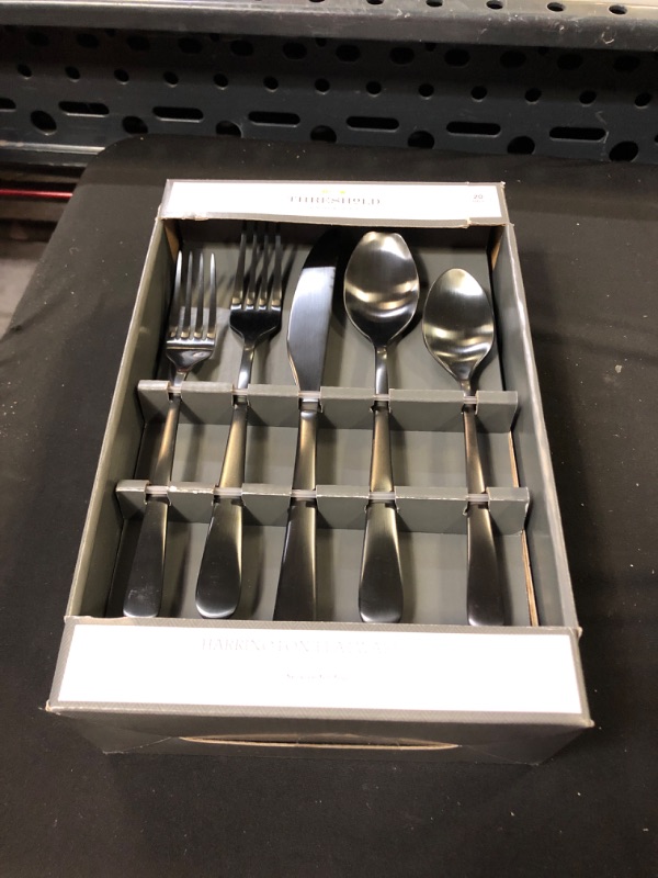 Photo 2 of 20pc Harrington Flatware Set Black - Threshold™

