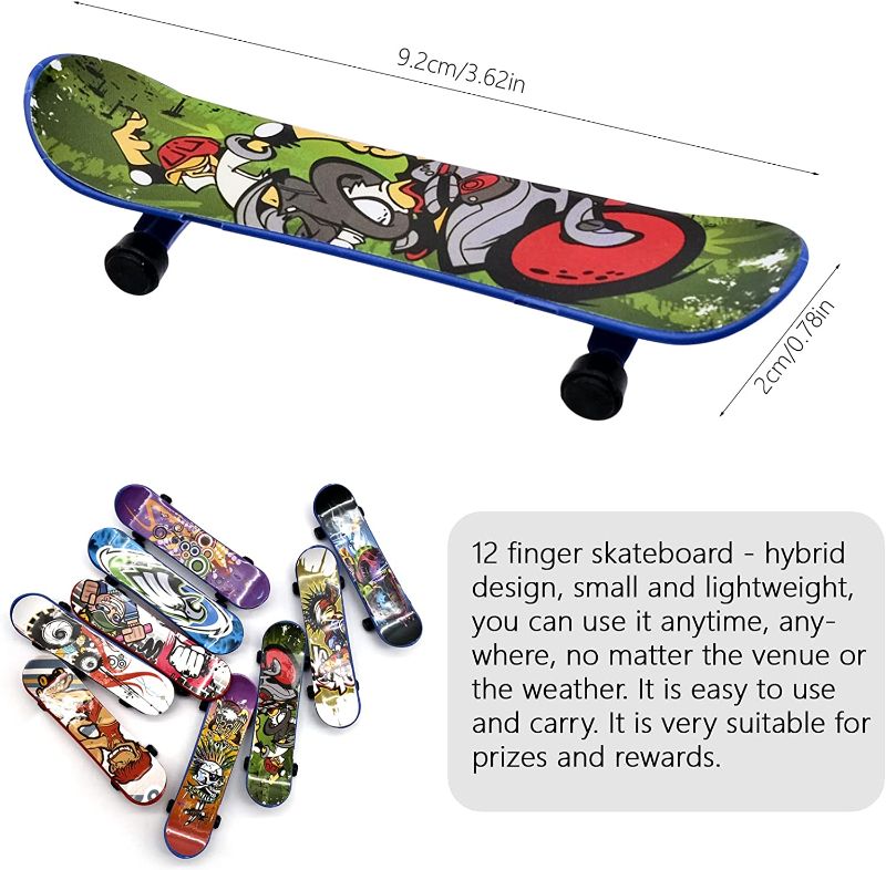Photo 1 of 12 Pieces Mini Finger Skateboards with Ball Bearings