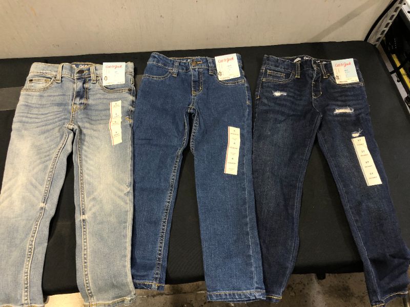 Photo 1 of 3 CAT & JACK GIRLS JEANS SIZE 4 & 5T (JEANS ON THE RIGHT)
