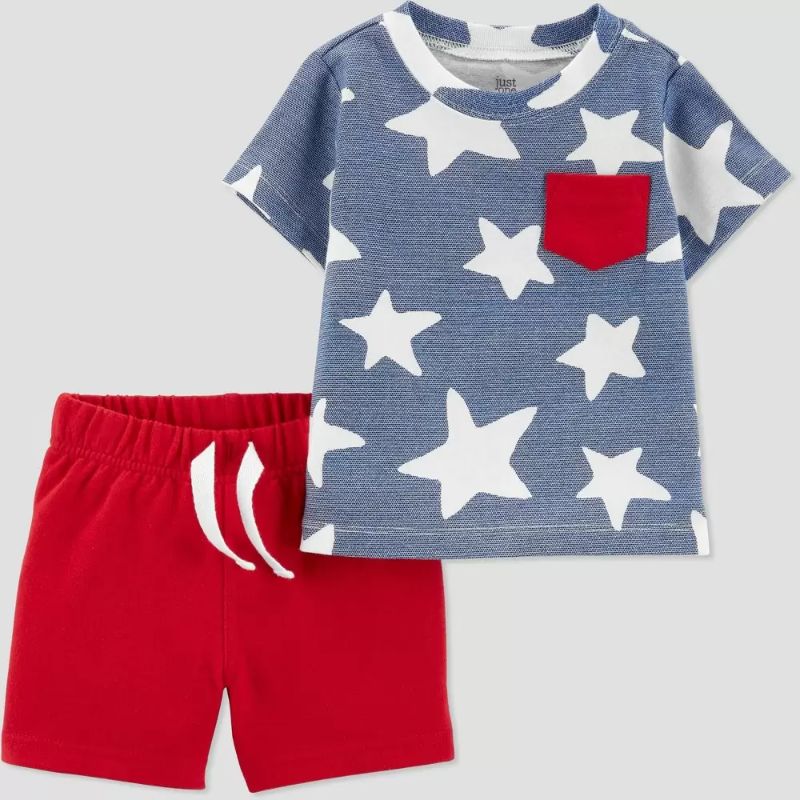 Photo 1 of Baby Boys' Star 2pc Top & Bottom Set - Just One You made by carter's Gray/Red 3M