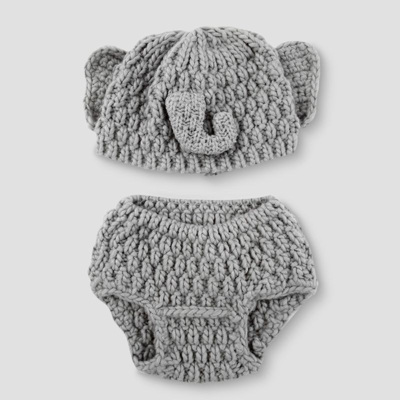 Photo 1 of Baby Elephant Hat and Diaper Cover Et - Cloud Iland™ Gray 0-12M 2PCS
