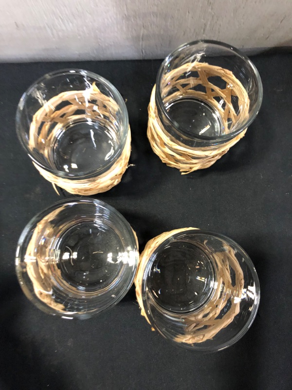 Photo 1 of 9oz 4pk Glass Natural Wrapped Tumblers - Threshold
