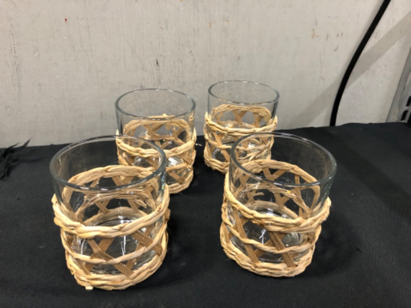 Photo 2 of 9oz 4pk Glass Natural Wrapped Tumblers - Threshold