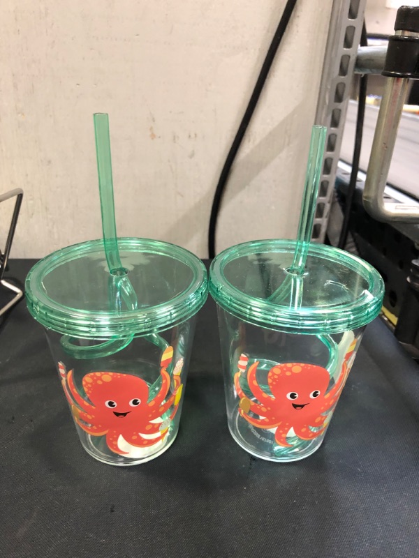 Photo 2 of 14oz Plastic Octopus Swirly Straw Tumbler - Sun Squad---2PCS