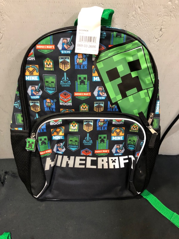 Photo 2 of Kids Minecraft 16 Backpack - Black Multi-Color