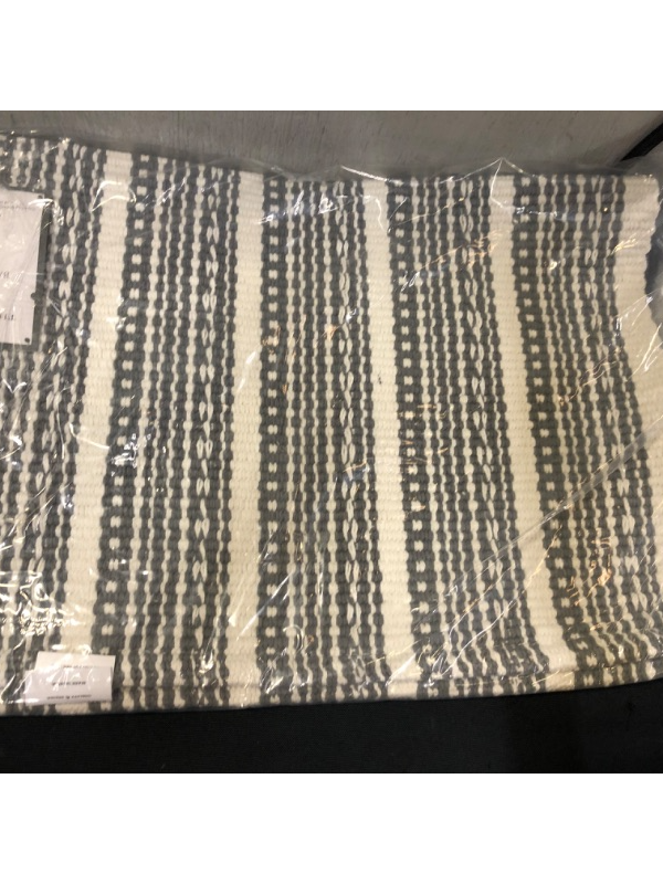 Photo 1 of 17"x24" Striped Bath Rug Gray - Threshold
