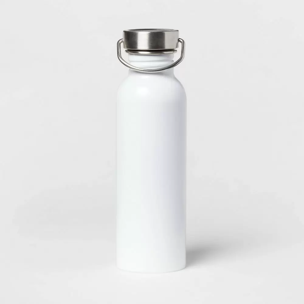 Photo 1 of 24oz Stainless Steel Single Wall Non-Vacuum Chug Water Bottle White - Room Essentials - 2 Count 
