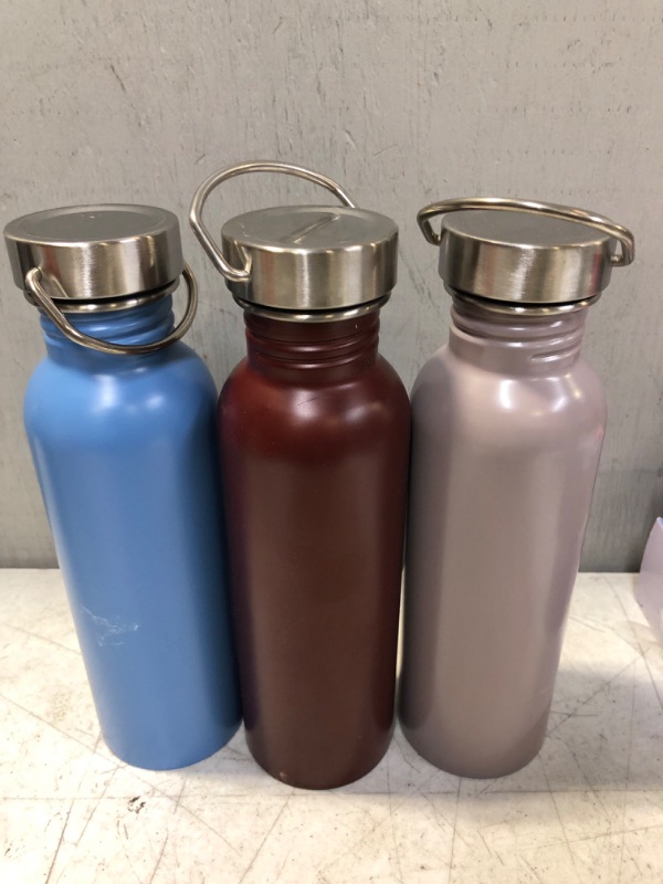 Photo 1 of 24oz Stainless Steel Single Wall Non-Vacuum Chug Water Bottle 3 Count 