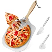 Photo 1 of Aluminum Metal Pizza Peel 12“ x 14” with Foldable Wood Handle - Easy Storage Pizza Spatula for Baking Pizza & Bread in the Oven or BBQ Grill, Best Gift for Homemade Pizza Lovers
