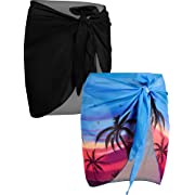 Photo 1 of Chuangdi 2 Pieces Women Beach Wrap Short Sarongs Bikini Cover Up Chiffon Swimsuit Wrap Skirts for Swim
