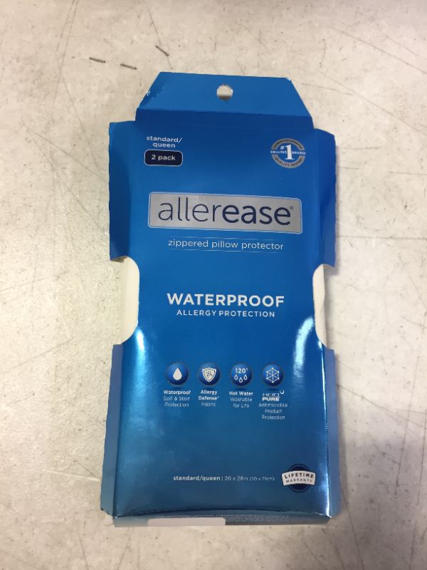 Photo 2 of Allerease 2-Pack Waterproof Pillow Protector - White (Standard/Queen) Allergen