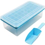 Photo 1 of  Ice Cube Tray With Lid and Bin - 36 Nugget Silicone Ice Tray For Freezer,Comes with Ice Container, Scoop and Cover,For Cocktail, Whiskey, Freezer(Blue)