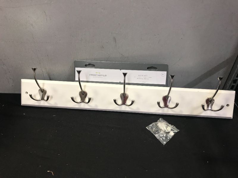 Photo 2 of 27" Hook Rack with Flared Tri-Hooks - White/Satin Nickel - Threshold