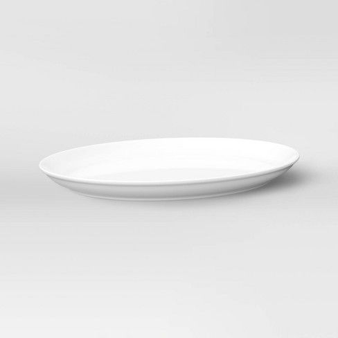 Photo 1 of 18" x 14" Porcelain Oval Serving Platter White - Threshold™

