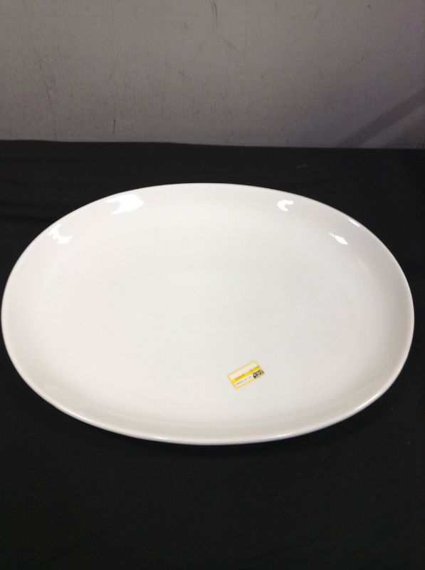Photo 2 of 18" x 14" Porcelain Oval Serving Platter White - Threshold™

