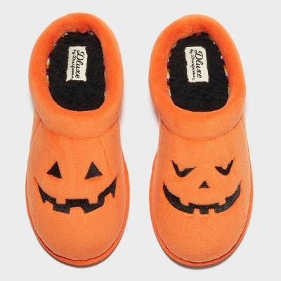 Photo 1 of Adult's dluxe by dearfoams Halloween Pumpkin Slippers - Orange size 13-14

