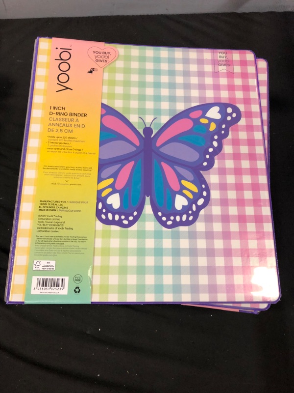 Photo 2 of Yoobi™ 1" Ring Binder Gingham Butterfly set of 5

