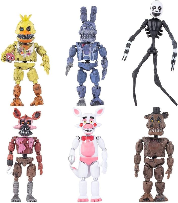 Photo 1 of 6 Pcs five nights at freddy's cake toppers figures Toys set for the five nights at freddy's party supplies
