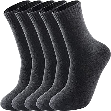 Photo 1 of 5-Pairs Wool Socks Mens, Thick Warm Winter wool Socks, Hiking Crew Winter wool Socks?Size Fits 6-10)
