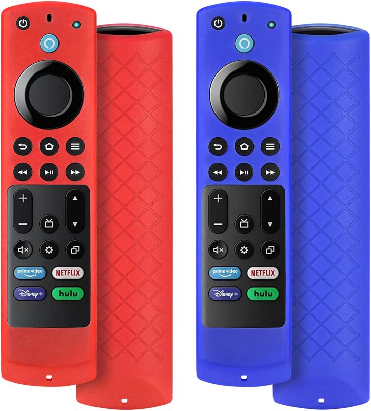 Photo 1 of 2 Pack NS-RCFNA-21 Remote Case Replacement for FireTV 4-Series/FireTV Omni Series/Toshiba FireTV/Insignia FireTV AlexaVoice Control,Non-Slip Silicone Protective Remote Cover Skin Sleeve(red,Dark Blue)
