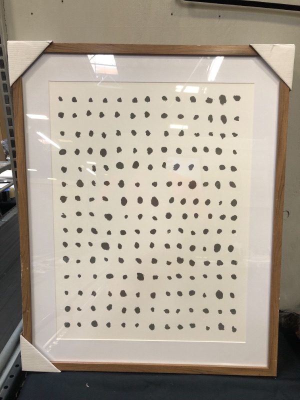 Photo 2 of 24" x 30" Dots Framed Under Glass with Mat -- Some Minor Wood Chip Damage --