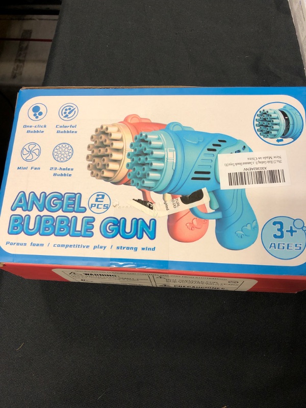 Photo 2 of 2Pcs 23 Hole Bubble Machine for Kids, 2022 New Toy Gift Bubble Gun,Handheld Bubble Maker for Kids,Bubble Blower Machine Toys,