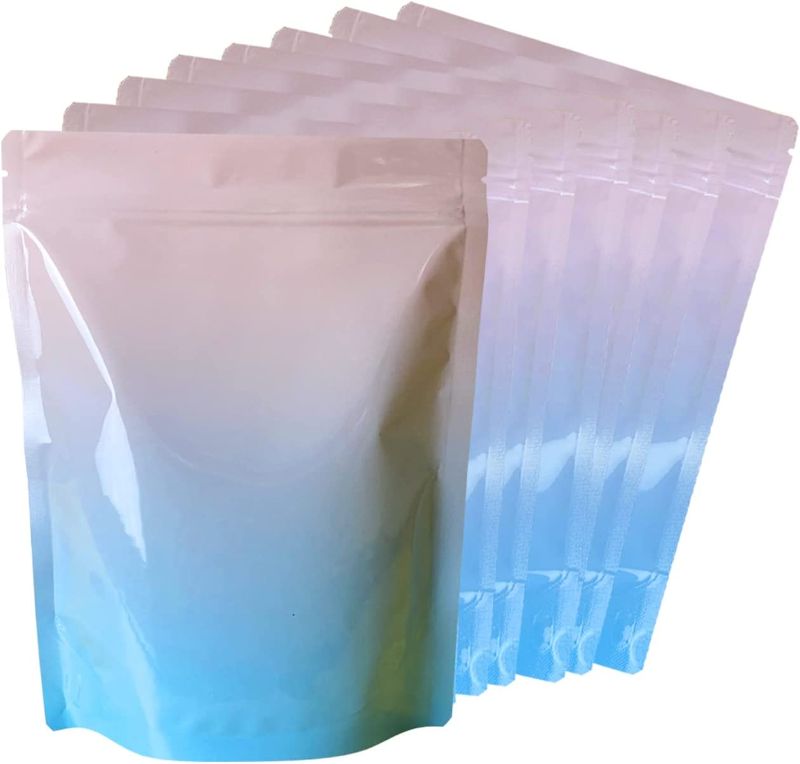 Photo 1 of 100Pack Smell Proof Bag 5x7inch,Holographic Ziplock Packaging Bags Resealable Stand Up Pouch for Snack,Coffee,Bean
