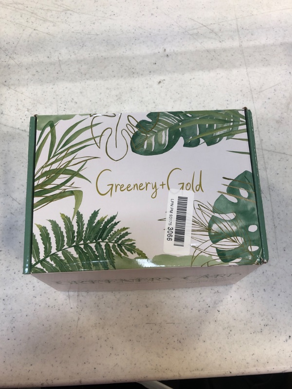 Photo 2 of 100 Eucalyptus Gold Foil Thank You Cards Bulk - Blank Note Cards with Greenery Envelopes – Include Stickers----MISSING CARDS