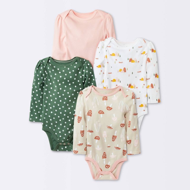 Photo 1 of Baby Girls' 4pk Forest Love Long Sleeve Bodysuit-----SIZE 12M