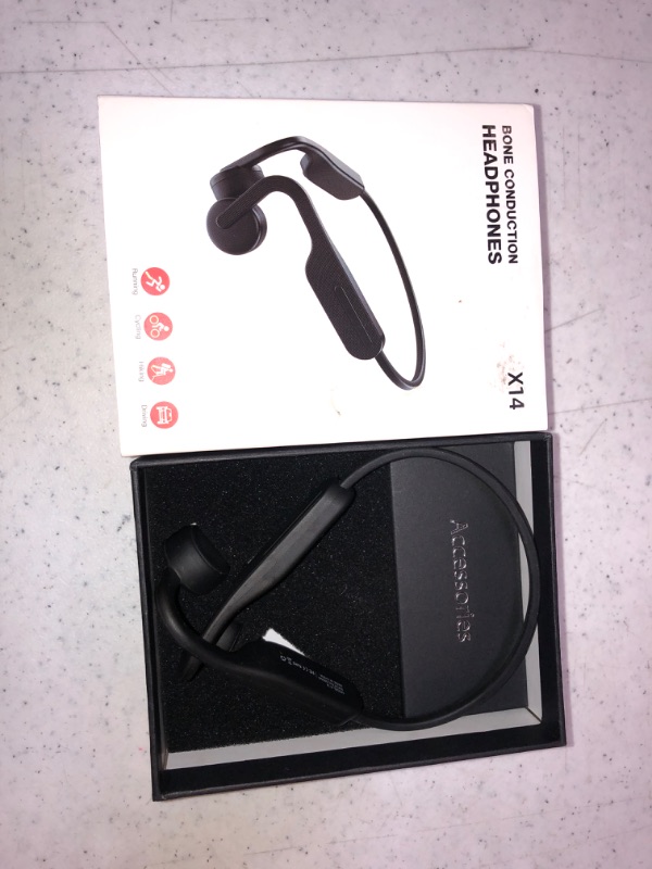 Photo 2 of Bone Conduction Headphones, Open Ear Wireless Earphones BT 5.0 Headset, with Up to 8 Hours Playtime Built-in Mic IP56 Sweatproof, for Running Hiking Cycling and Workouts(Black)
