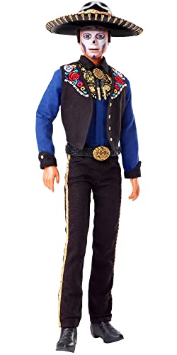 Photo 1 of Barbie 2022 Día De Muertos Ken Doll Wearing Shirt, Vest & Sombrero, with Calavera Face Paint, Gift for Collectors
