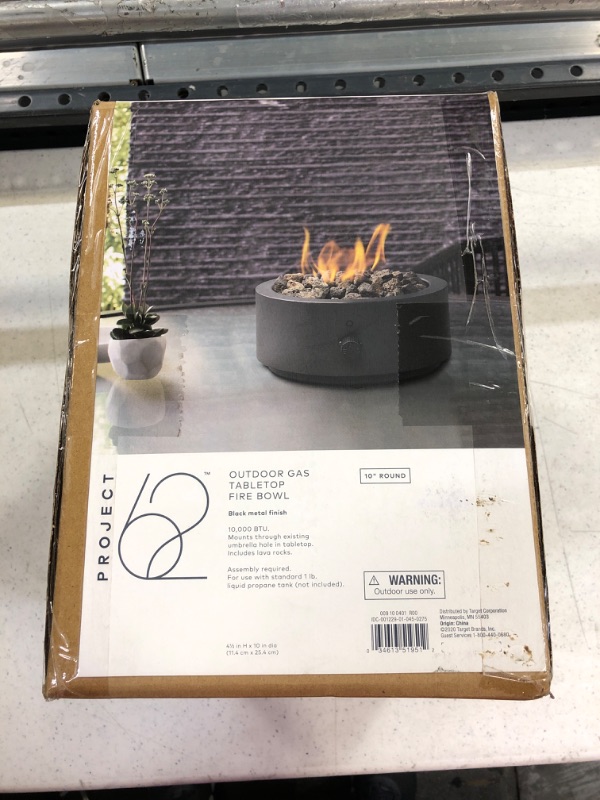 Photo 2 of 10" Round Metal Outdoor LP Tabletop Fire Pit - Black - Project 62™---FACTORY SEALED