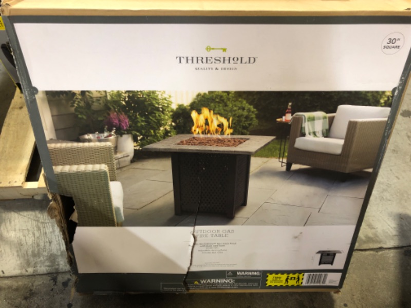 Photo 2 of 30" Square Lattice Outdoor LP Fire Pit - Threshold™----FACTORY SEALED---DAMAGED BOX