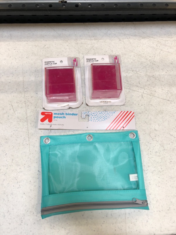 Photo 3 of Mesh Binder Pencil Pouch - up & up™--Small Acrylic Locker Cup Pink - U Brands--2 PACK

