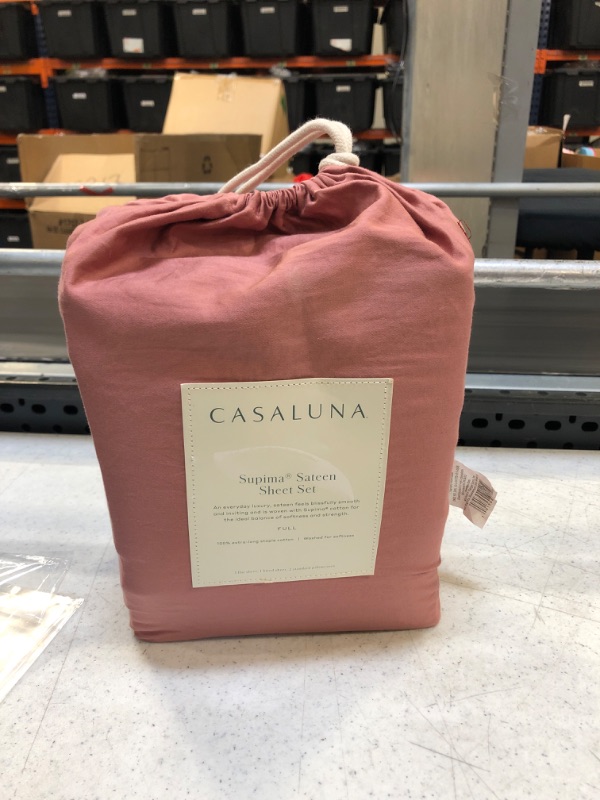 Photo 2 of 500 Thread Count Washed Supima Sateen Solid Sheet Set - Casaluna™- SIZE FULL