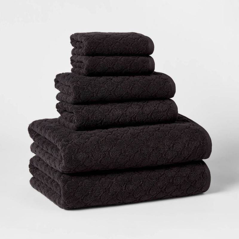 Photo 1 of 6pk Textured Bath Towel Set - Threshold™ MISSING 2 SMALL HANDTOWELS 