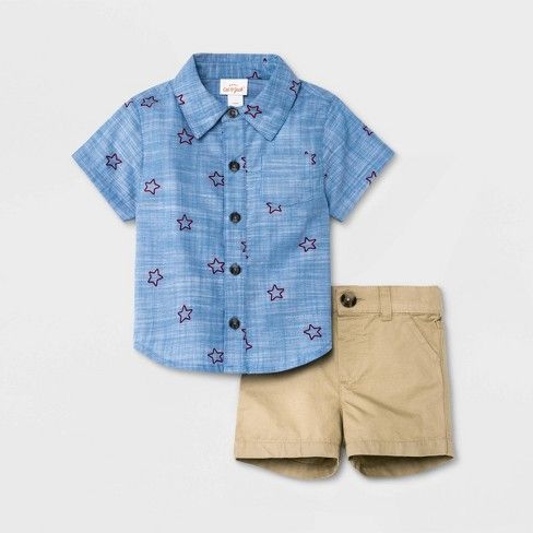 Photo 1 of Baby Boys' 2pc Star Chambray Top & Bottom Set - Cat & Jack™ Blue 19M

