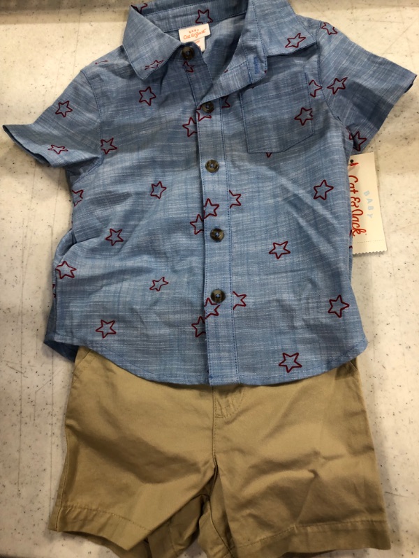 Photo 2 of Baby Boys' 2pc Star Chambray Top & Bottom Set - Cat & Jack™ Blue 19M

