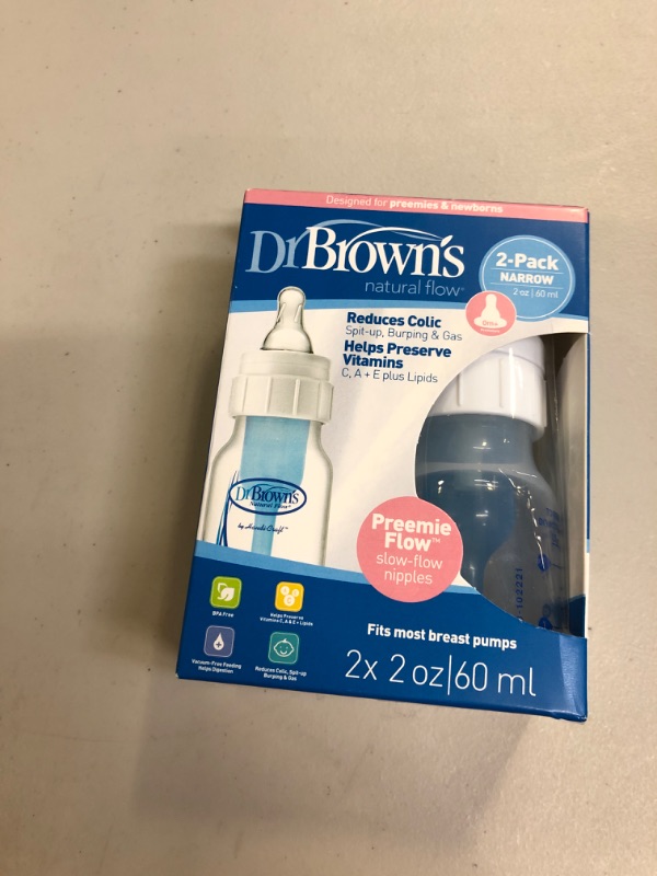 Photo 1 of Dr. Brown's Natural Flow Anti-Colic Preemie Baby Bottle with Preemie Slowest Flow Nipples - 2oz/2pk


